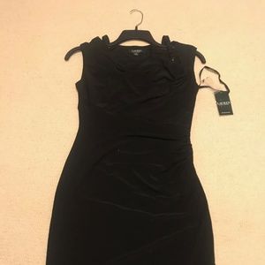 Ralph Lauren Ruched Black Dress with Beading